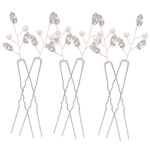 MAJORMENCH 6 Stück Teiliges U förmige Haarnadeln mit Perlen und Strass Leichte Braut haarschmuck für Hochzeit Party und Alltag Stilvolle Retro Dekorative Haarspangen für Damen von MAJORMENCH