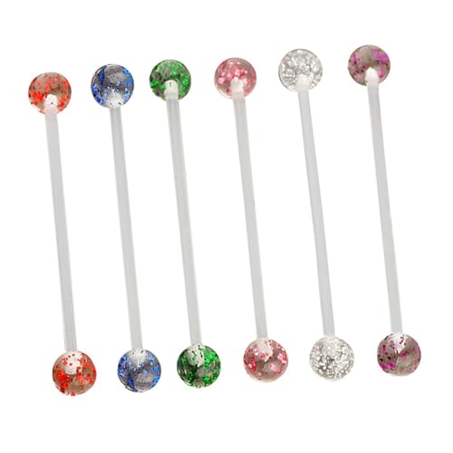 MAJORMENCH 6 Stück Teiliges Zungenpiercing Set Bunte Körperpiercing Ringe in Rot Grün Blau Hautfreundlich Langlebig Geeignet für Damen und Mädchen Modischer Piercingschmuck von MAJORMENCH