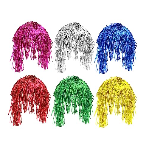 MAJORMENCH 6 Stück gebürstete Perücke haarschmuck haircharm haarsschmuck Regenbogen Lametta Perücke Party Perücke kleider Lametta Perücke für Mädchen Party-Lametta-Perücke Hochtemperaturdraht von MAJORMENCH