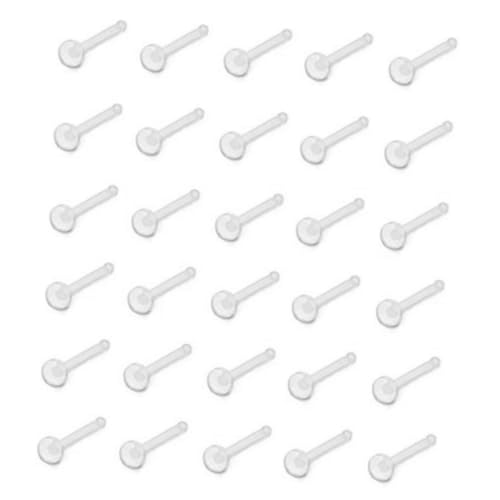 MAJORMENCH 60 Stück Medizinischer Transparenter Nasenring Piercing mit S Gebogenen und Geraden Formen Klarer Nasenpiercing Schmuck für Damen und Herren Langlebig und Hautfreundlich von MAJORMENCH