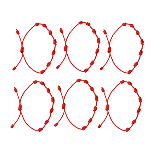 MAJORMENCH 6stücke Geflochtenes Armband Rot Verstellbares Seilknoten-armband Rote Armbänder Aus String Einstellbare Glücksarmbänder Für Handgelenk von MAJORMENCH