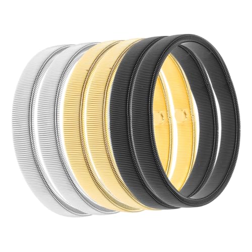 MAJORMENCH 6stücke Teilige Metall Armbänder Für Herren Anpassbare Hemdärmelhalter Mit Modischem Design Elastische Ärmelschnallen Für Männer Und Frauen in Schwarz Gold Und Silber von MAJORMENCH