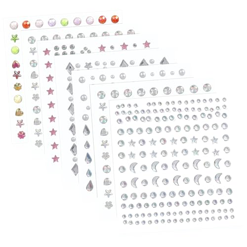 MAJORMENCH 7 Blätter Glitzernde Gesichtsrhinestone Aufkleber Teiliges Selbstklebend Wiederverwendbar Strasssteine Schmuck für Make Up Festival Party Dekoration von MAJORMENCH