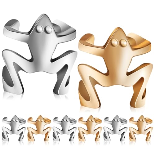MAJORMENCH 8 Stück Frosch Ohrclips Ohrschmuck für Damen Legierte Ohrklemmen in Silber und Gold Leichter Hautfreundlicher Animal Ear Hook Clips für Alltag und Festlichkeiten MAJORMENCH 8 Stück Frosch Ohrclips Ohrschmuck für Damen Legierte Ohrklemmen in Silber und Gold Leichter Hautfreundlicher Animal Ear Hook Clips für Alltag und Festlichkeiten von MAJORMENCH