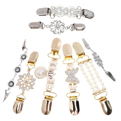 MAJORMENCH 8 Stück Teiliges Retro Alloy Sweater Cardigan Clips aus Hochwertiger Legierung Vielseitige und Modische Kleidungsklammern für Damen Geeignet für Pullover Schals und Strickjacken von MAJORMENCH
