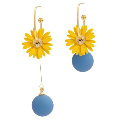 MAJORMENCH Asymmetrische Gelbe Ohrringe für Damen und Mädchen Hängende Blütenohrringe Stilvolles Design Perfektes für Alltag Party und Festlichkeiten von MAJORMENCH