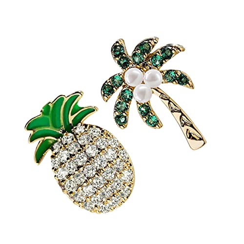 MAJORMENCH Asymmetrische Silber Ohrstecker Damen Ananas Kokosbaum Ohrschmuck Modisch Leicht und Hautfreundlich Schmuck für Alltag und von MAJORMENCH