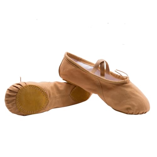 MAJORMENCH Ballettschuhe Damen Yoga Schuhe Geteilte Sohle Leicht Elastisch Komfortabel Für Ballett Tanz Modern Jazz Bühne Hellbraun von MAJORMENCH
