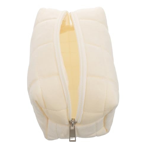 MAJORMENCH Hochwertige Große Kapazität Kosmetik Tasche Im Kissen-Design Stylischer Make-up Organizer Für Und Alltag Für Damen Und Studenten Beige von MAJORMENCH