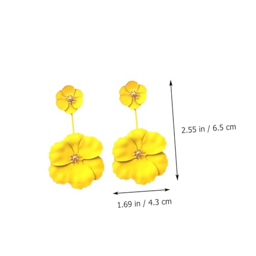 MAJORMENCH Blumen Ohrstecker aus Hochwertiger Gelb Lackiert Modischer Schmuck für Damen Einzigartiges Design für Freundinnen Muttertag Geburtstag Party und Alltag von MAJORMENCH