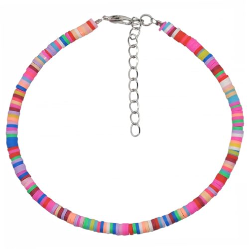 MAJORMENCH Bunte Fußkettchen Mit Anhänger Boho Schmuck Für Mädchen Knöchelkette Aus Polymer Clay Mit Elastischem Band Für Strand Und Party von MAJORMENCH
