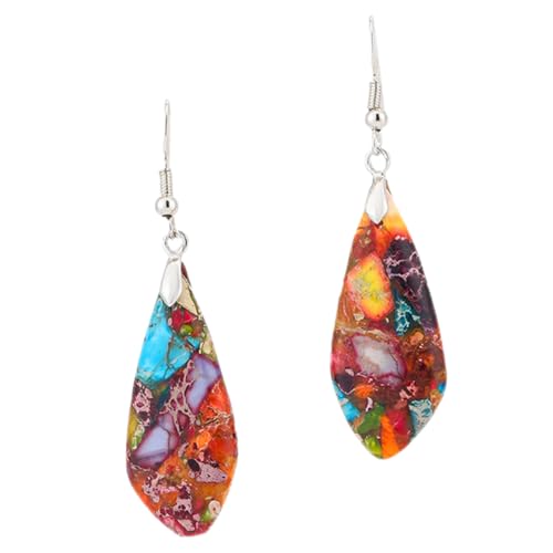 MAJORMENCH Boho Ohrringe Damen Bunte Tropfen Ohrringe Steinanhänger Schmuckstücke für Strand Party Alltag Vielseitig Kombinierbar Leichter Ohrschmuck für Frauen und Mädchen von MAJORMENCH