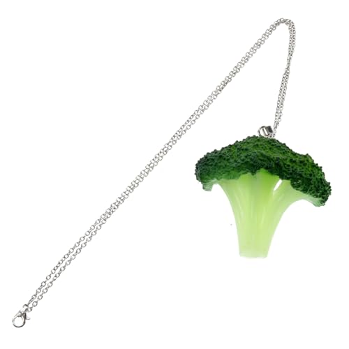 MAJORMENCH Brokkoli Anhänger Halskette Damen Gemüse Anhänger aus Legierung und Silikon Leichtes Langlebiges Design Trendige Zierliche Schmuckkette für Alltag Party und von MAJORMENCH