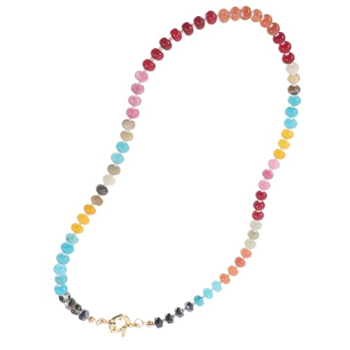 MAJORMENCH Bunte Natürliche Edelstein perlen halskette Damen Modernes Design Edelstahl choker Leicht Langlebig Vielseitig Kombinierbar für Alltag und Besondere Anlässe von MAJORMENCH