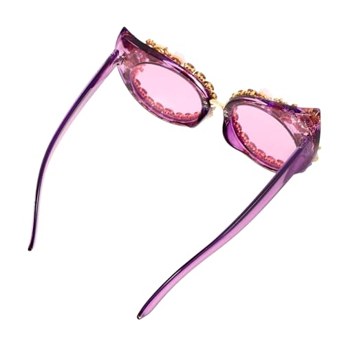 MAJORMENCH Cat Eye Sonnenbrille Damen mit Funkelnden Strasssteinen Großer Rahmen UV Schutz Modisch Kreative Brille für Party Strand und Alltag Trendige Damen Sonnenbrille mit Farbverlauf von MAJORMENCH
