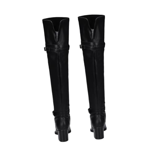 MAJORMENCH Damen Overknee Stiefel mit Dickem Absatz Rutschfeste Winterschuhe für Herbst und Winter Lange Boots für Freizeit Party und Outdoor Langlebige Rutsch Sohle Schwarz von MAJORMENCH