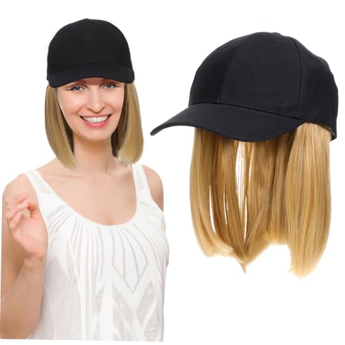 MAJORMENCH Damen Perücke Mütze Kurz Gerade Hochtemperaturfaser Baseballcap Haaraccessoire Modisch Vielseitig Für Alltag Party Reise von MAJORMENCH