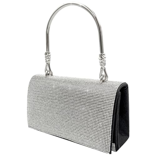 MAJORMENCH Damen Schultertasche mit Strasssteinen Leichte Umhängetasche mit Kettenriemen für Party Abendveranstaltungen Bankett und Prom Kompakte Modische Clutch für Telefon und Kleine von MAJORMENCH
