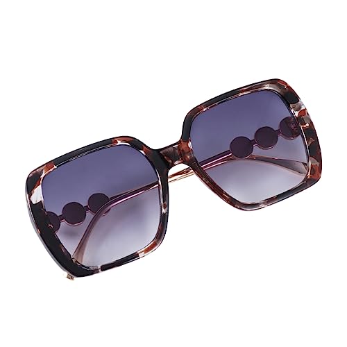 MAJORMENCH Damen Sonnenbrille Quadratischer Leopardenrahmen mit Perlendekor Outdoor Brille aus Langlebigem Kunststoff Komfortabler Nasenhalter UV Schutz Stylischer Retro Look für Frauen von MAJORMENCH