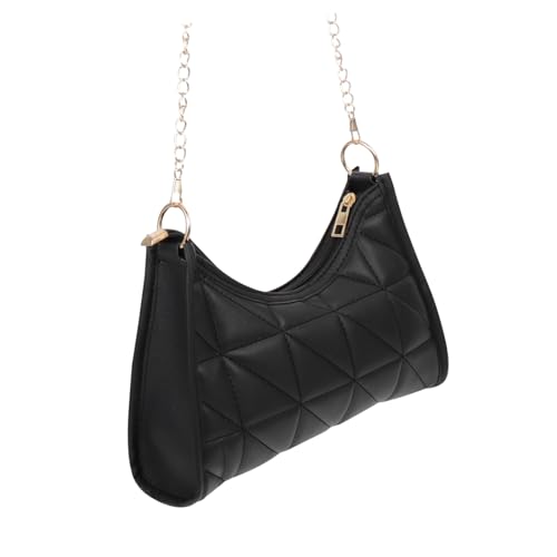 MAJORMENCH Damen Umhängetasche mit Gestepptem Stickmuster Crossbody Schultertasche Schwarze Ketten Tasche Vielseitig Kombinierbar Langlebiges Material Handtasche für Alltag und Geschenke von MAJORMENCH