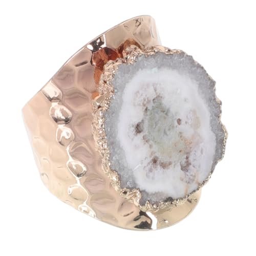 MAJORMENCH Delikater Damenring mit Natürlichem und Unregelmäßigem Rohstein Vergoldeter Hautfreundlicher Schmuck für Frauen Filigranes Modisches Design als von MAJORMENCH