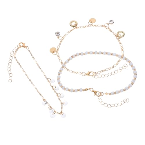 MAJORMENCH Elegantes Teiliges Fußkettchen für Damen Mehrschichtige Runde Perlenkette mit Stilvollen Tasseln Verstellbar Modisches Boho Accessoire in Geeignet für Sommer und Alltag von MAJORMENCH