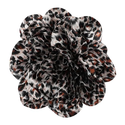 MAJORMENCH Extravaganter Damen Brosche mit Großem Leoparden Blütenmotiv Handgefertigt Satin für Hochzeiten Partys und Besondere Anlässe Vielseitig Einsetzbar als Kleidungsschmuck oder von MAJORMENCH
