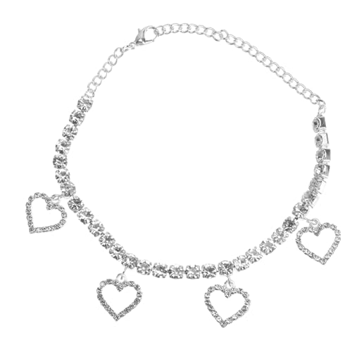 MAJORMENCH Fußkettchen Damen Strass Herz Anhänger All Match Fußkette Schmuck für Strand Party von MAJORMENCH