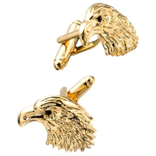 MAJORMENCH Goldene Manschettenknöpfe mit Adlerkopf Metall Hemdmanschettenknöpfe für Herren Besondere Tiermotiv Cufflinks Festliche Schmuckaccessoires für Anzug und Hochzeit von MAJORMENCH