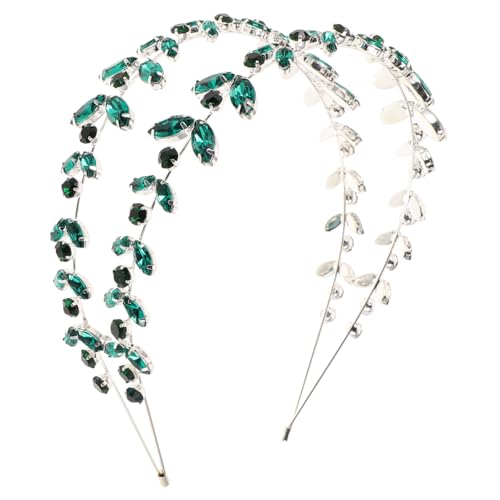 MAJORMENCH Grüner funkelnder Haarreif Doppellagig mit Blattdesign Haarschmuck Braut Hochzeit Elegant Komfortabel Modisch für Damen Fest Feier von MAJORMENCH