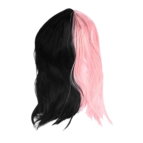 MAJORMENCH Lange Gerade Perücke in Schwarz-rosa Hitzebeständige Synthetikhaare Für Damen Trendige Cosplay-perücke Für Halloween Kostümpartys Und Bühnenauftritte von MAJORMENCH