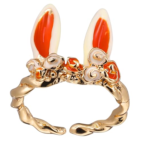 MAJORMENCH Hasenohrring Verstellbarer Offener Ring für Damen Tier Schmuck für Familie Freunde Halloween Cosplay Karneval von MAJORMENCH