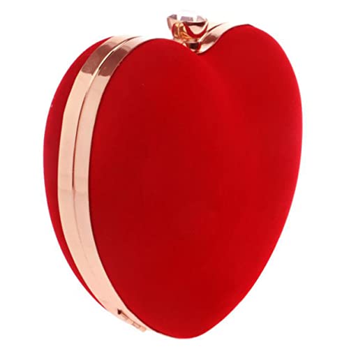 MAJORMENCH Herzform Tasche Tragbar Abendtasche Für Damen Mit Kette Rot Klein Und Stylische Handtasche Bezaubernde Tasche Herzform Clutch Mit Einfacher Öffnungs Und Schließfunktion von MAJORMENCH