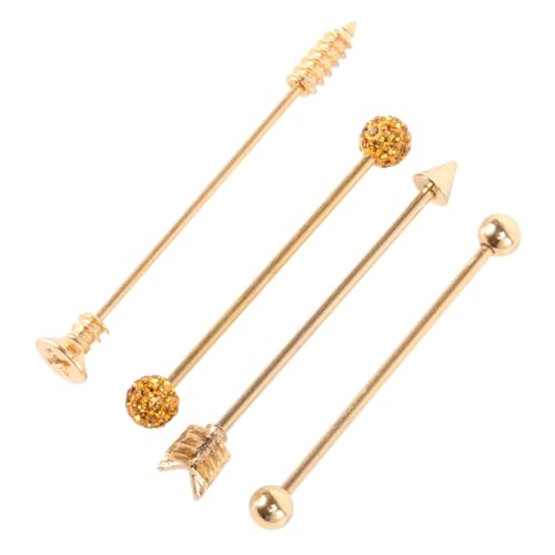 MAJORMENCH Industrielle Barbell Ohrstecker Design Doppeltes Ohrloch Edelstahl Vergoldet Unisex Ohrschmuck Komfortabel Kreativ für Damen und Herren von MAJORMENCH