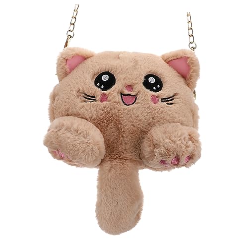 MAJORMENCH Kawaii Plüsch Umhängetasche Damen Kleine Schultertasche Herbst Winter Katzenmotiv Handtasche Tragbar Für Mädchen Alltag Crossbody Bag von MAJORMENCH
