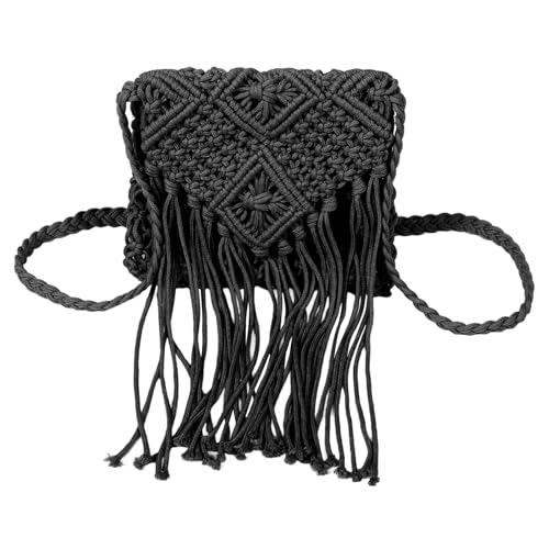 MAJORMENCH Kleine Boho Schultertasche Damen Geflochtene Strohtasche mit Weichem Trageriemen und Modischen Quasten Vielseitige Umhängetasche für Strand Urlaub Alltag von MAJORMENCH