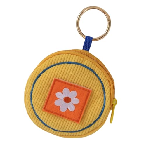 MAJORMENCH Kleine Damen Geldbörse mit Stickerei Mini Münzbeutel für Reisen Portemonnaie Langlebig und Vielseitig als Schlüsselanhänger oder Accessoire Stilvoll und Robust Gelb von MAJORMENCH