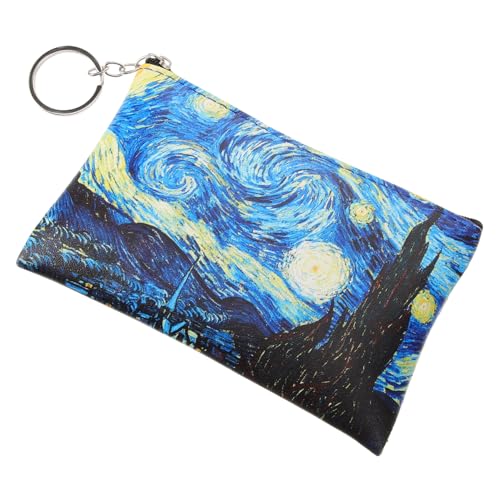 MAJORMENCH Kleiner Damen Geldbeutel PU Material mit Reißverschluss und Schlüsselring Kunstvoll Bedruckte Münzbörse im Stil Kompakte Wechselgeldtasche für Alltag und Schule von MAJORMENCH