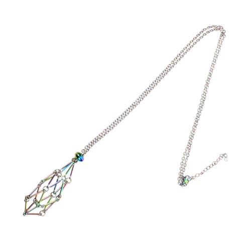 MAJORMENCH Kristallkäfig Anhänger Metall Netzhalter für Edelstein Schmuck DIY Halskette Verstellbar Leichter Steinhalter Schmuckanhänger für Damen und Herren von MAJORMENCH