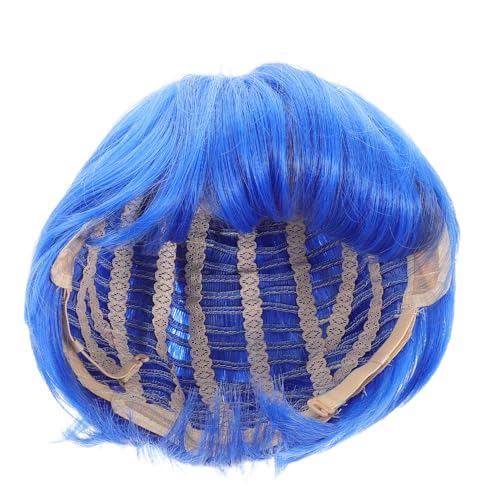 MAJORMENCH Kurze Blaue Perücke Für Mädchen Mit Synthetische Haarwuschel Für Cosplay Halloween Und Kinderpartys Einzigartiges Kostümzubehör Für Jungen Und Mädchen von MAJORMENCH