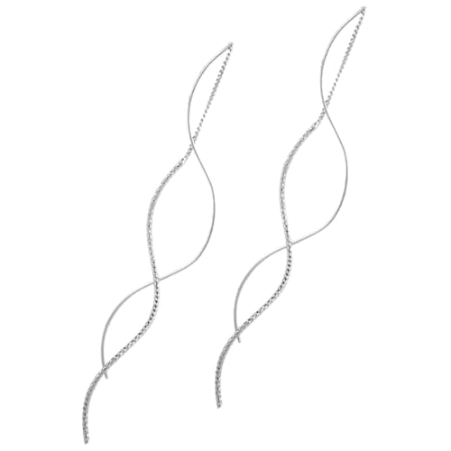 MAJORMENCH Lange Tassel Ohrringe Damen Wellenförmige Ohrhänger aus Legierung Stilvolle Kettenohrringe Langlebig Modischer Ohrschmuck für Party Alltag Silber von MAJORMENCH