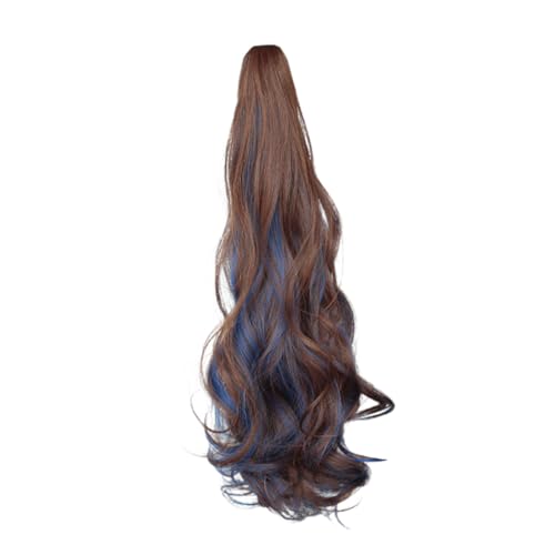 MAJORMENCH Langwelliger Pferdeschwanz Haarteil aus Hitzebeständigem Fasermaterial Natürliche Volle Locken Leichter Clip in für Damen Einfach zu Befestigen Stilvolle Lange Gewellte Perücke von MAJORMENCH