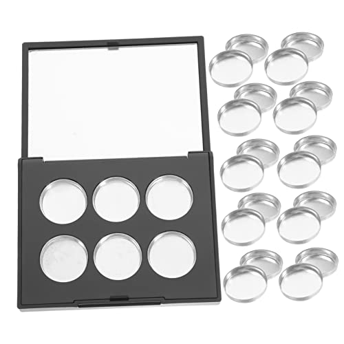 MAJORMENCH Leere Nachfüllbare Lidschattenbox mit Runden Aluminium Paletten Schwarzes Kompaktes DIY Kosmetik Etui mit Spiegel Tragbar für Unterwegs und Vielseitiges Make Up Zubehör von MAJORMENCH