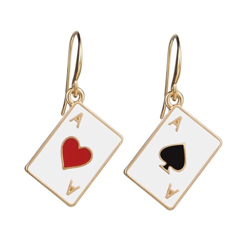 MAJORMENCH Leichte Dangle Ohrringe Damen Pokerkarten Design Vergoldet Modisch und Sommerlich Stilvolle Schmuckaccessoires für Frauen Passend zu Alltag Festen und Besonderen Anlässen von MAJORMENCH