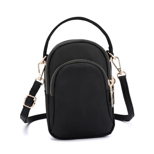 MAJORMENCH Leichte Wasserdichte Nylon Schultertasche für Damen Modische Mini Umhängetasche Reißfest Kratzfest für Reisen Shopping und Alltag Praktischer Begleiter in Schwarz von MAJORMENCH