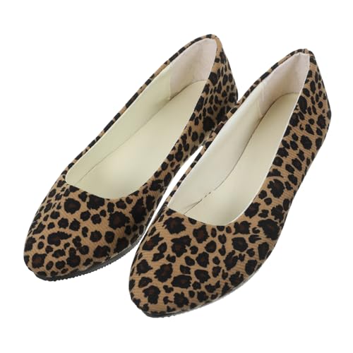 MAJORMENCH Leopardenmuster Damen Flache Schuhe Spitzflach Elegant Atmungsaktiv Für Arbeit Alltag von MAJORMENCH