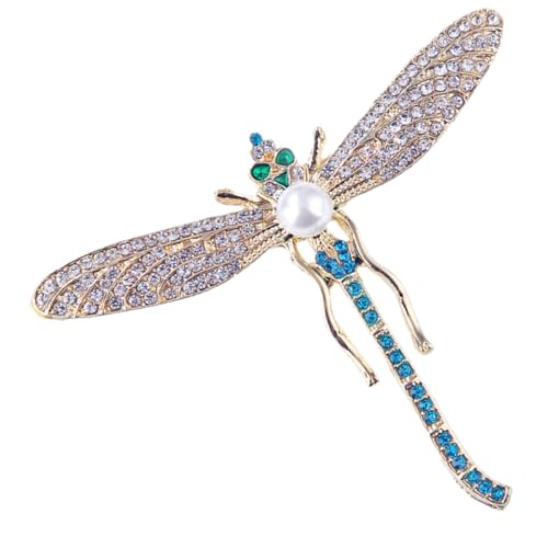 MAJORMENCH Libellen Brosche mit Funkelnden Strasssteinen und Perlen Modischer Ansteckpin für Kleidung Schal und Hut Hochwertiger Damen Lapel Pin als Stilvolles für Besondere Anlässe von MAJORMENCH