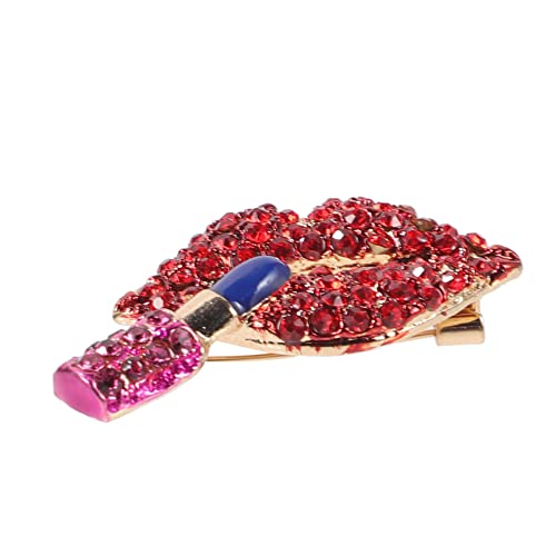MAJORMENCH Lippenstift Brosche für Frauen Strass Anstecknadel Personalisierter Schmuck für Kleidung Geschenkidee Geburtstag und Besonderen Anlässen von MAJORMENCH
