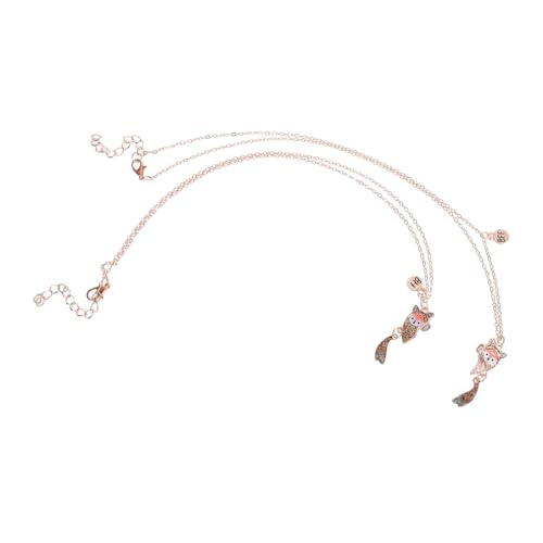 MAJORMENCH Magnetische Herzpuzzle Halskette Cartoon Fuchs Freundschaftsschmuck für Mädchen Leichte Hautfreundliche Legierung Symbolische Verbindung für Schule und Freizeit von MAJORMENCH