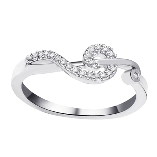 MAJORMENCH Modischer Damenring Musiknote Kreatives Design Zirkonia Schmuck Eleganter Stil Persönlichkeit Schmuck für Frauen Mädchen von MAJORMENCH